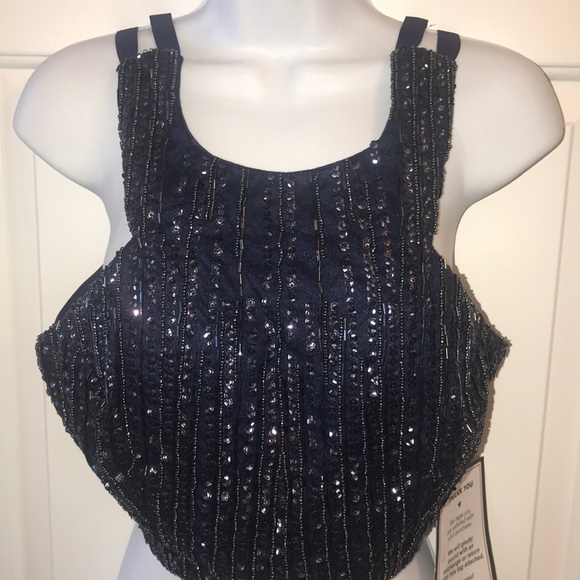 🆕 NWT Junior’s B. Darlin Sequined formal wear crop top - Picture 1 of 9